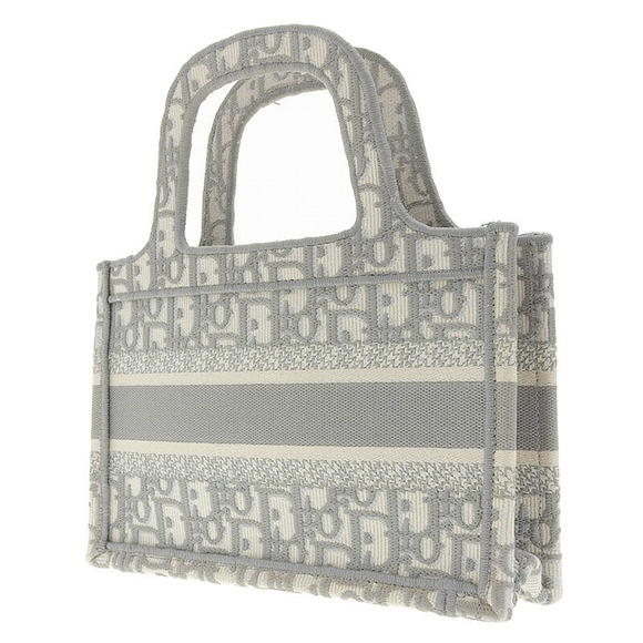 Dior Canvas Tote Mini Book Gray Oblique Embroidery - Picture 1 of 7
